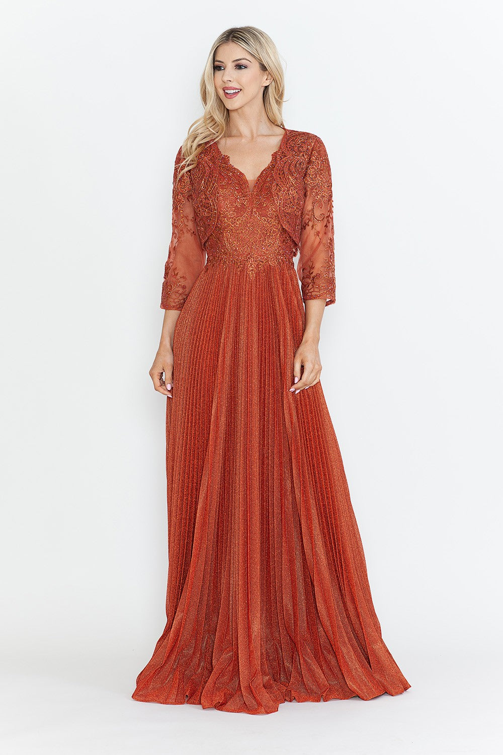 Diamond Pleated Formal Dress by Lenovia 8341