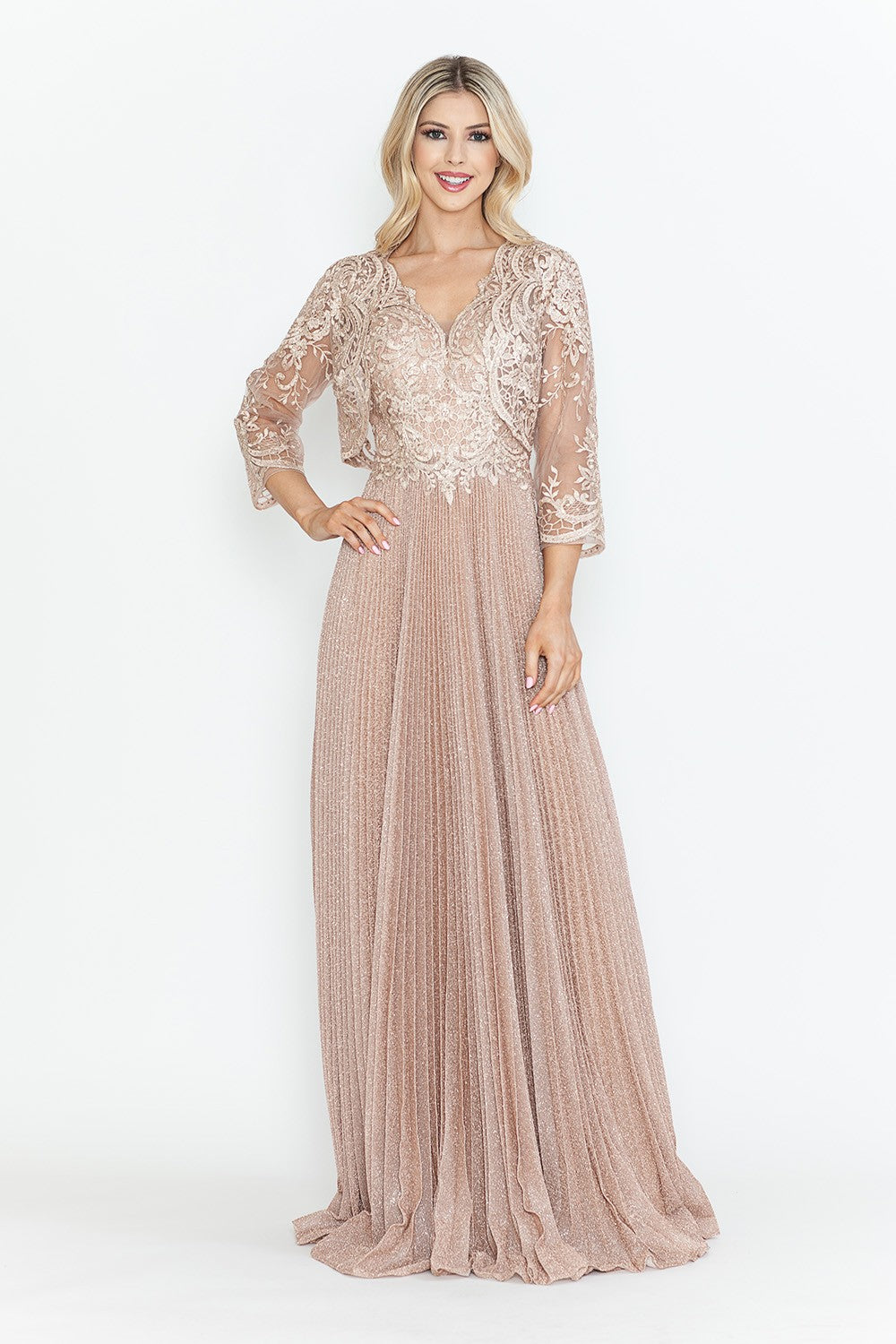 Diamond Pleated Formal Dress by Lenovia 8341