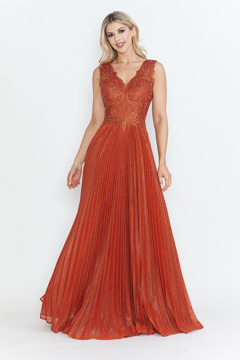 Diamond Pleated Formal Dress by Lenovia 8341