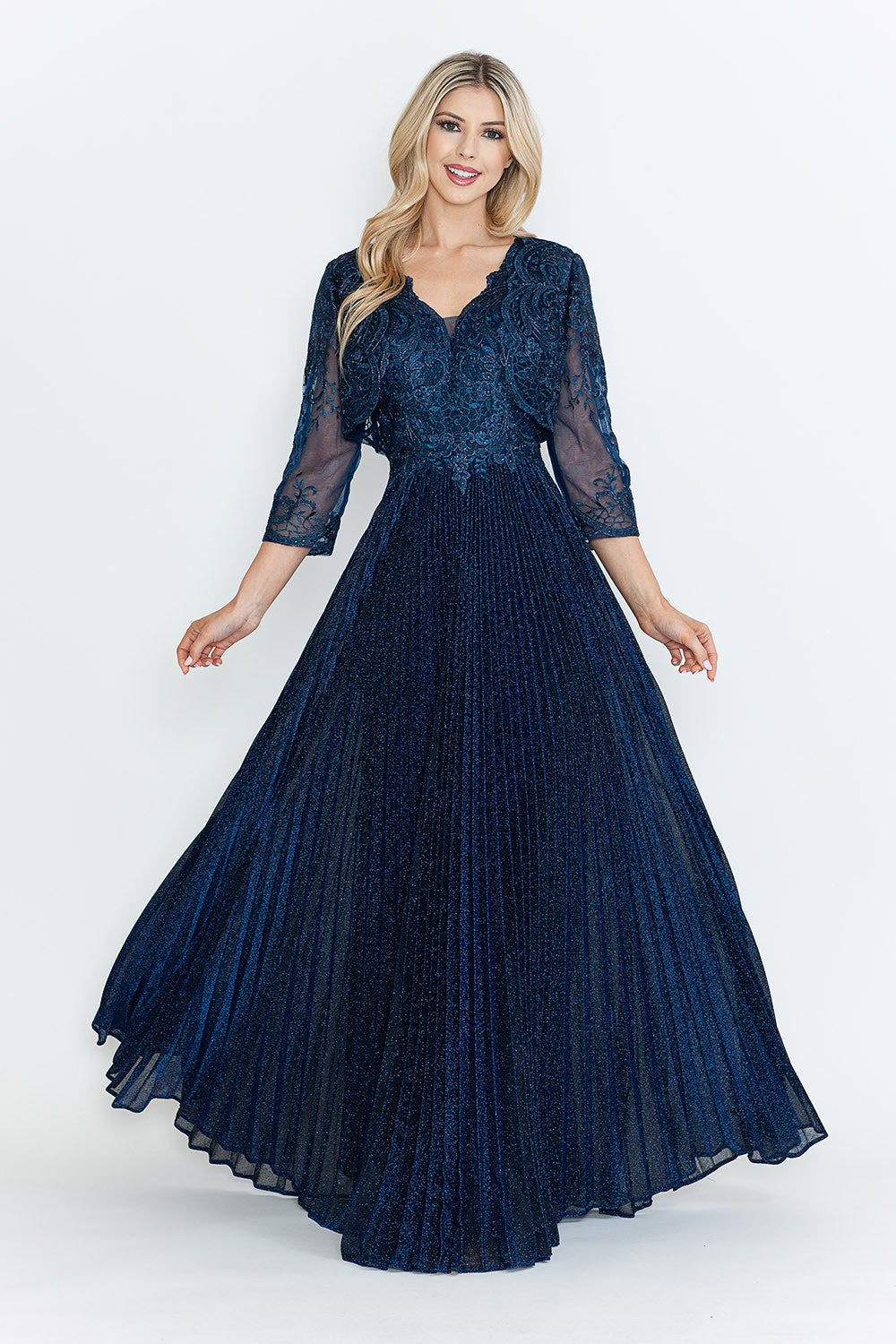 Diamond Pleated Formal Dress by Lenovia 8341