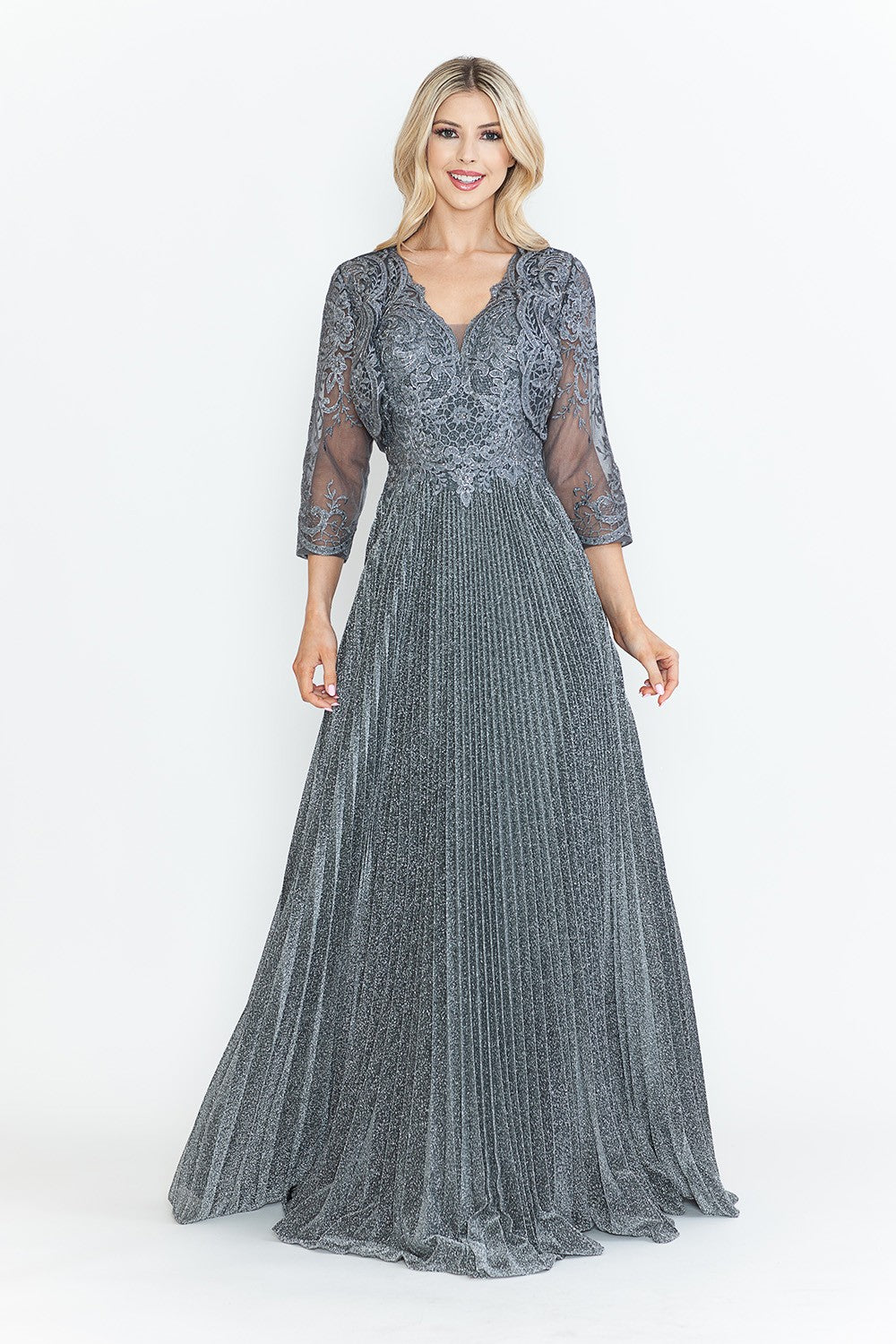 Diamond Pleated Formal Dress by Lenovia 8341