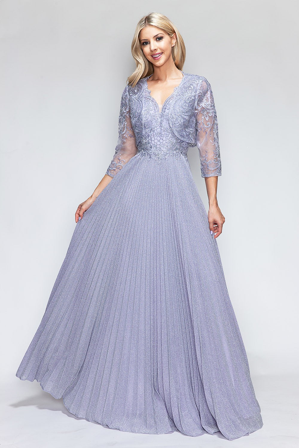 Diamond Pleated Formal Dress by Lenovia 8341