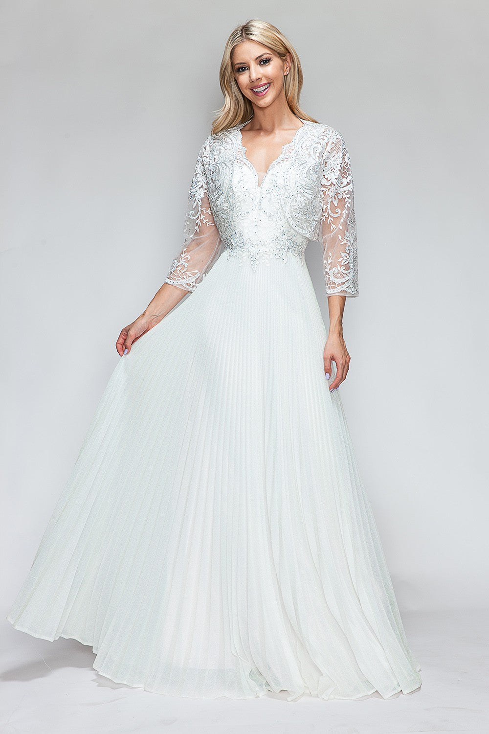 Diamond Pleated Formal Dress by Lenovia 8341
