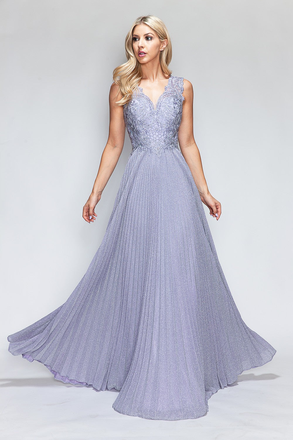 Diamond Pleated Formal Dress by Lenovia 8341