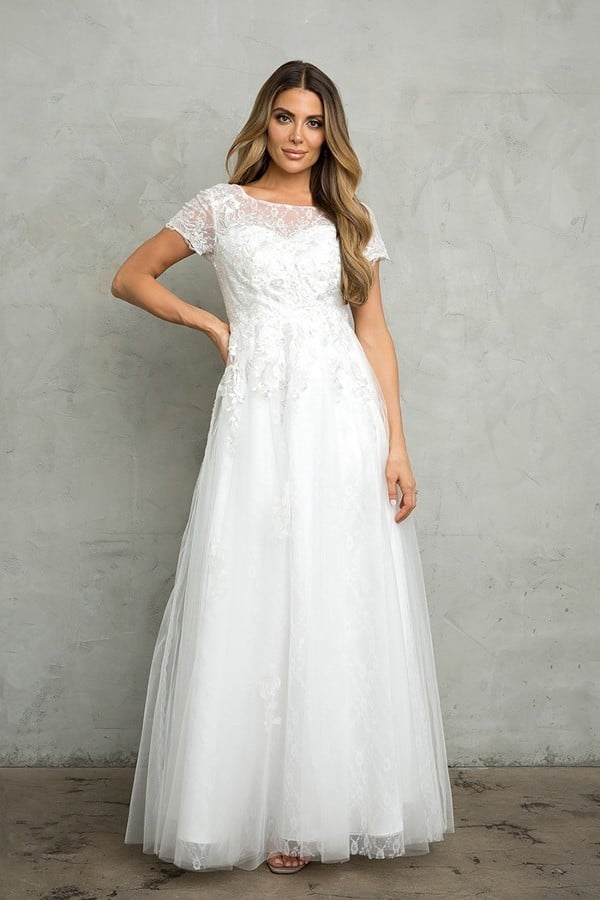 Short Sleeve Tulle And Lace Missy Gown by hana fashion 526197w