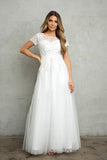 Short Sleeve Tulle And Lace Missy Gown by hana fashion 526197w