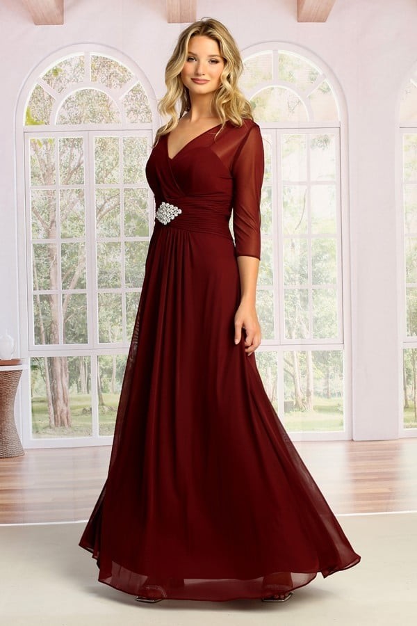 Formal dress in Dusty blue, Black, Burgundy, Coral, Dusty rose, Eucalyptus, Mocha, Royal, Sand, Teal, Teal green by Cindy Collection style 1338 | www.snkdress.com
