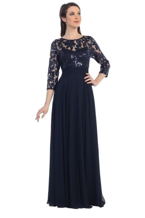 Formal dress in Navy, Black nude, Burgundy, Champagne, Cocoa, Dusty rose by Cindy Collection style 1451 | www.snkdress.com