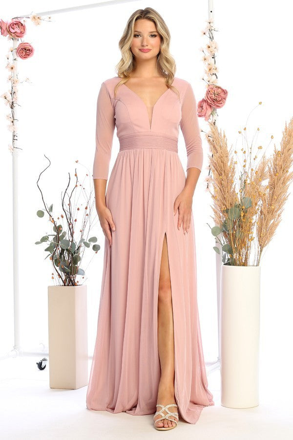 Formal dress in Burgundy, Black, D.rose, Dusty blue, Green, Mocha, Red, Royal, Rust by Cindy Collection style 1697 | www.snkdress.com