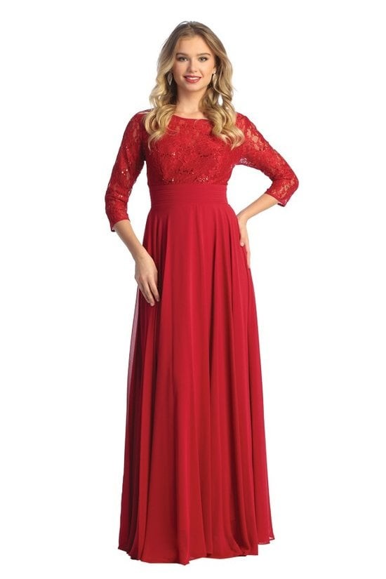 Formal dress in Red, Dusty rose, Royal by Cindy Collection style 1748 | www.snkdress.com