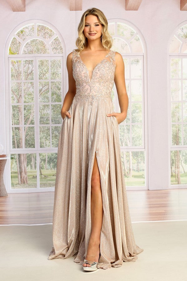Sleeveless Lace Embroidered Gown by Cindy Collection 5045695