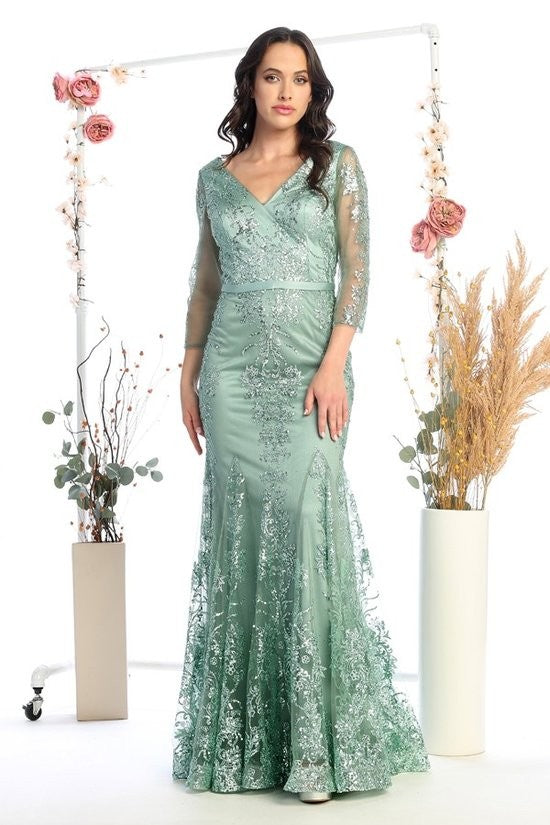 Sequin Empire Waist Ball Gown by Cindy Collection 50461
