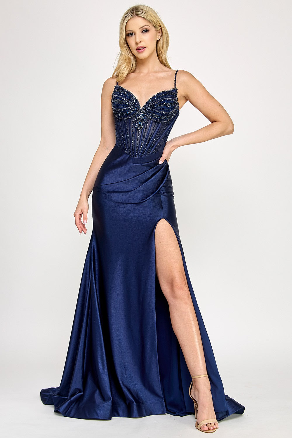 Embellished Sheer Long Dress by Lenovia 8404