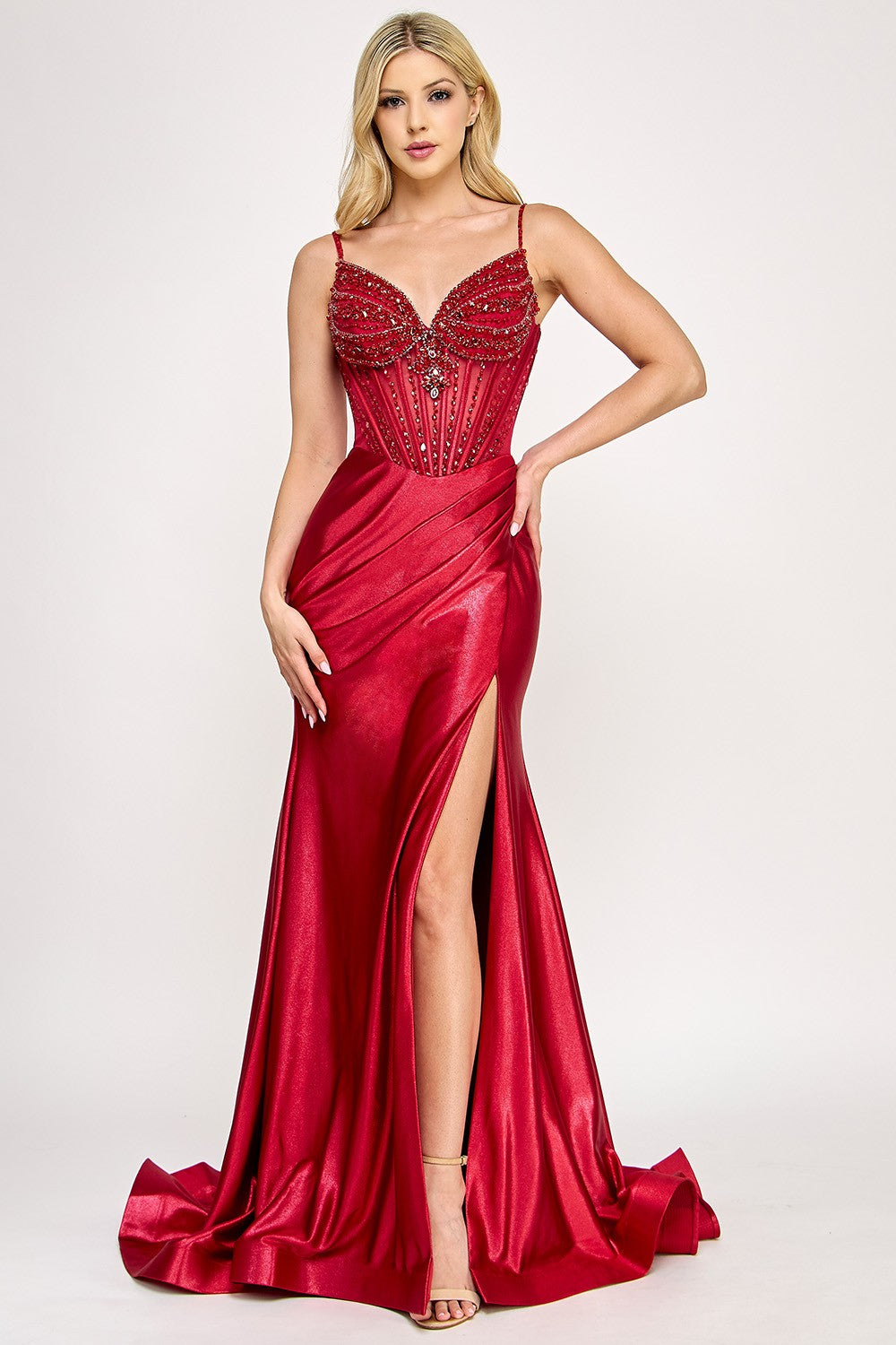 Embellished Sheer Long Dress by Lenovia 8404