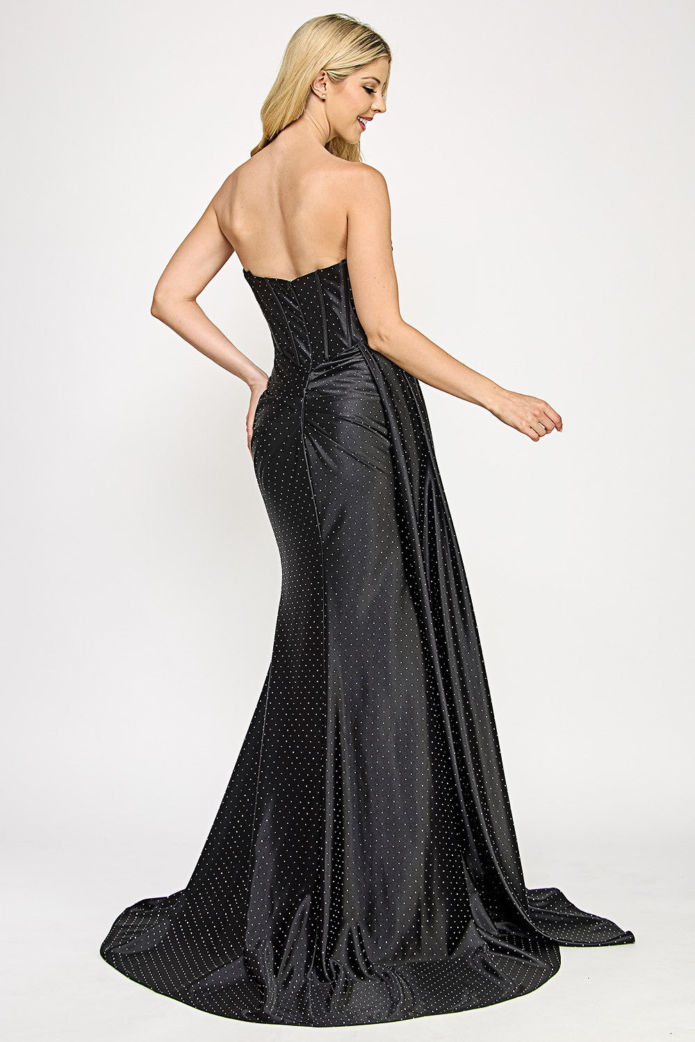 Corset Beaded Neckline Embellished Dress by Lenovia 8402