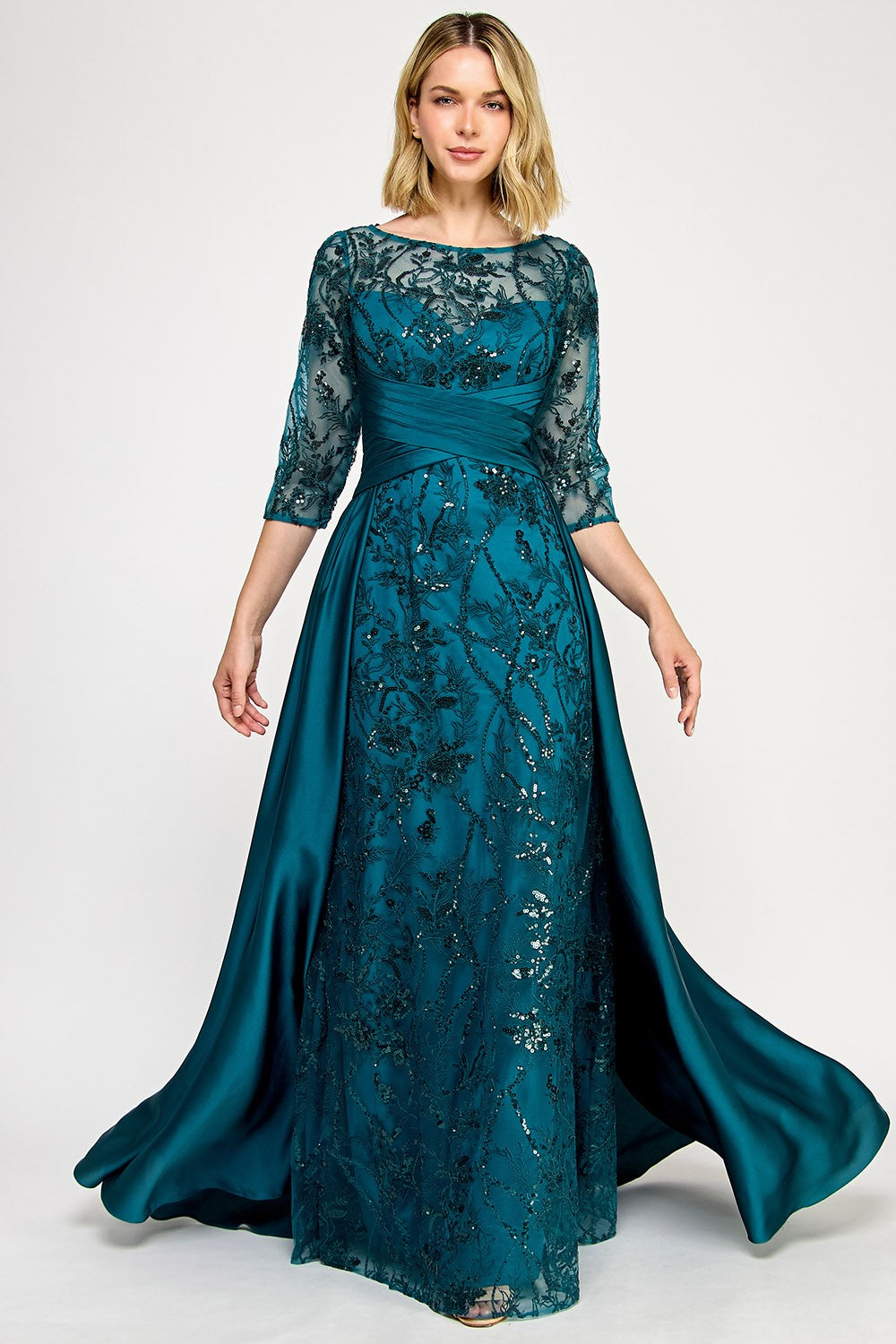 Waist Empire Embroidered Long Dress by Lenovia 8355