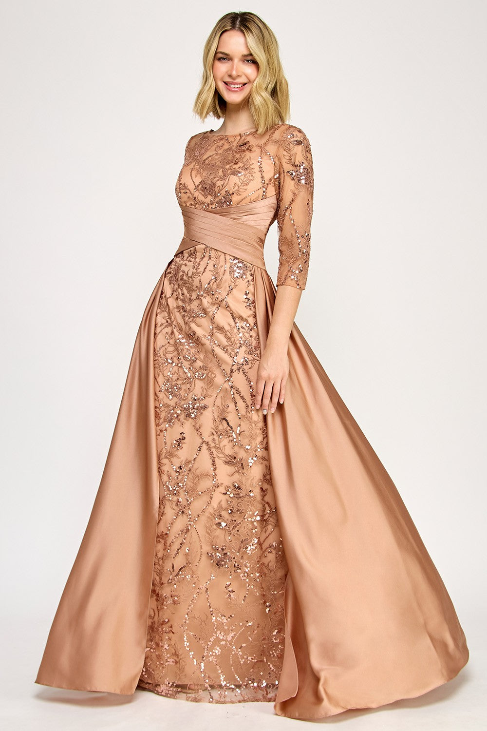 Waist Empire Embroidered Long Dress by Lenovia 8355