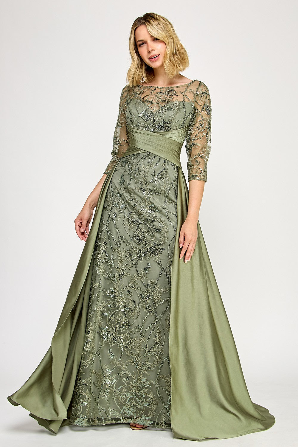 Waist Empire Embroidered Long Dress by Lenovia 8355