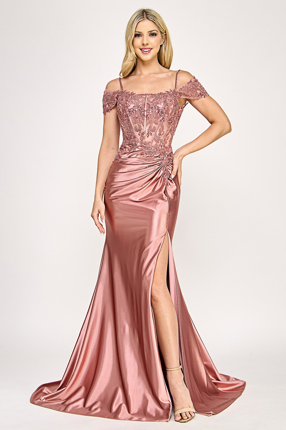 Embroidered Knot Waist Long Dress by Lenovia 8348
