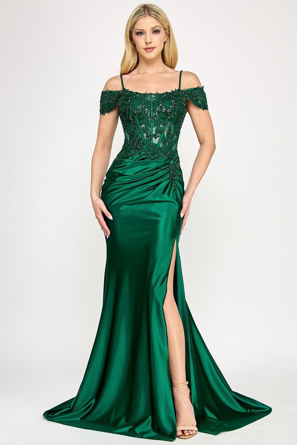 Embroidered Knot Waist Long Dress by Lenovia 8348