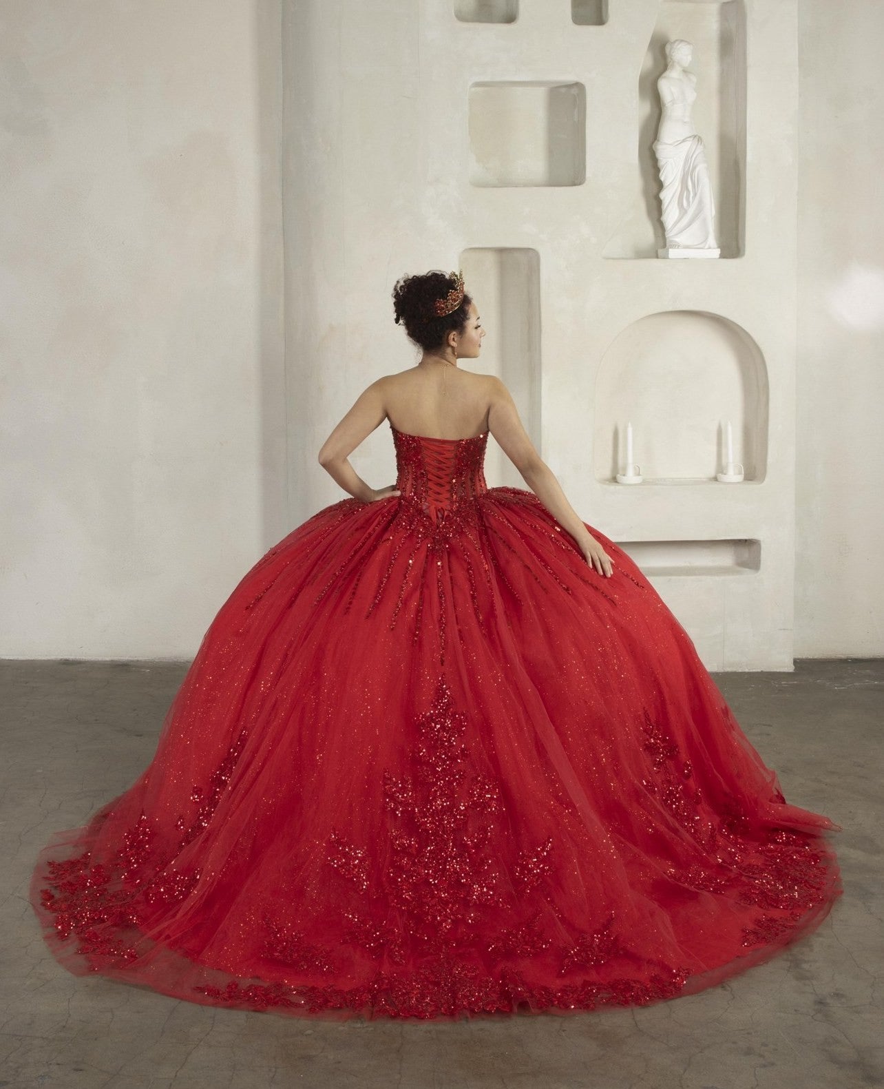 Strapless Glitter Tulle Ball Gown by SNKDRESS CC -30044348