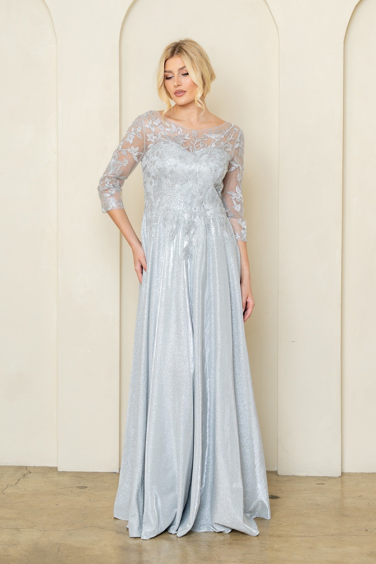 Metallic A-Line Gown with Pockets by Eva Collection 530297