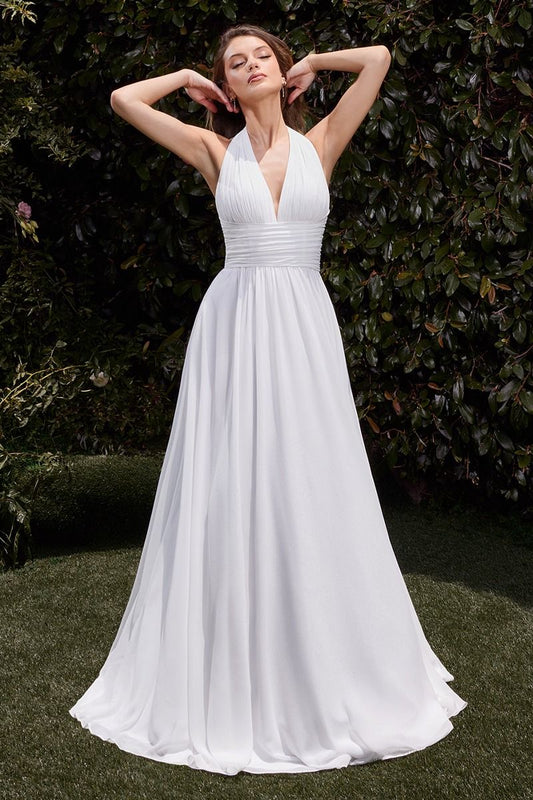 Strapless Satin Corset Gown in Off White by Divine CD372W