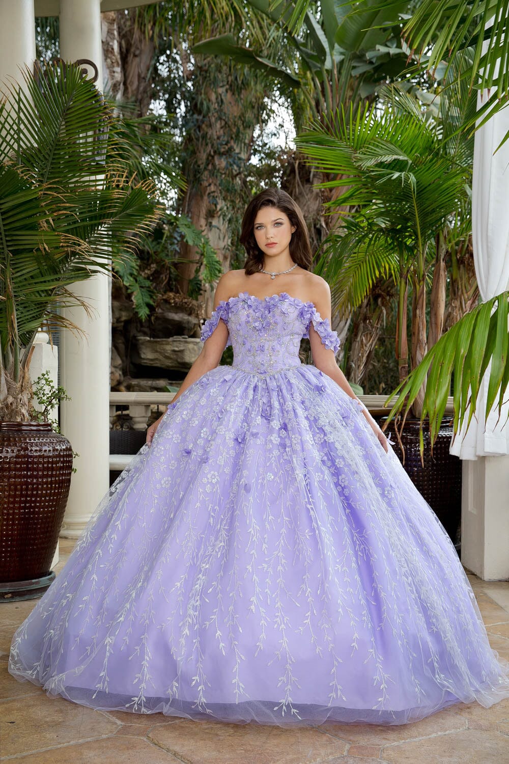 3D Floral emerald with cape Ball Gowns PQ1004