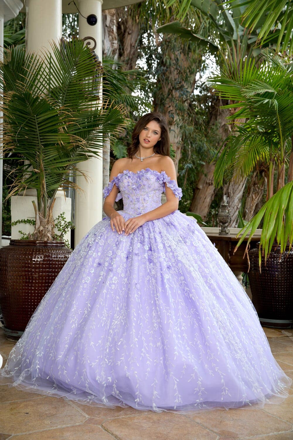 3D Floral emerald with cape Ball Gowns PQ1004