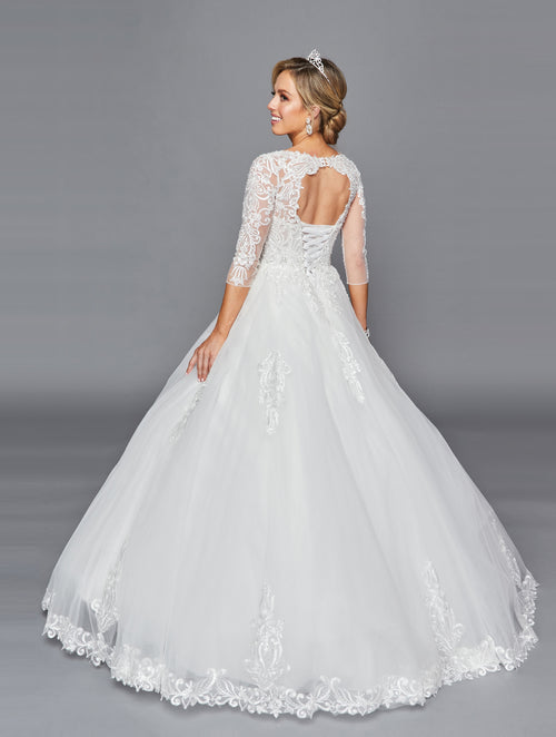 3/4-Sleeve Deep Square Ball Gown Gown by Bridal 43632