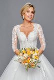 3/4-Sleeve Deep Square Ball Gown Gown by Bridal 43632
