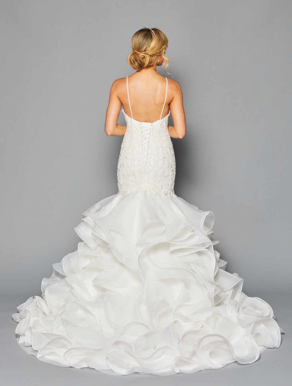 Strappy V-Neck Mermaid Gown by Bridal 44739