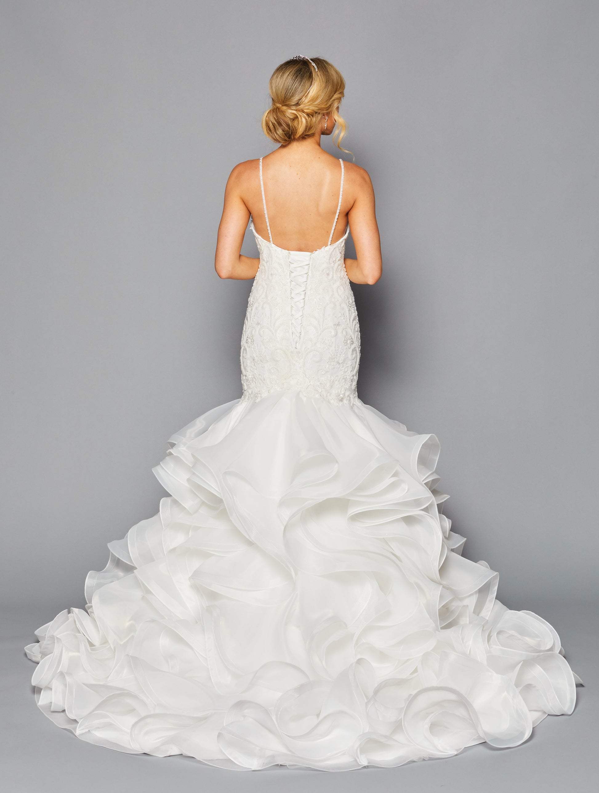 Strappy V-Neck Mermaid Gown by Bridal 44739