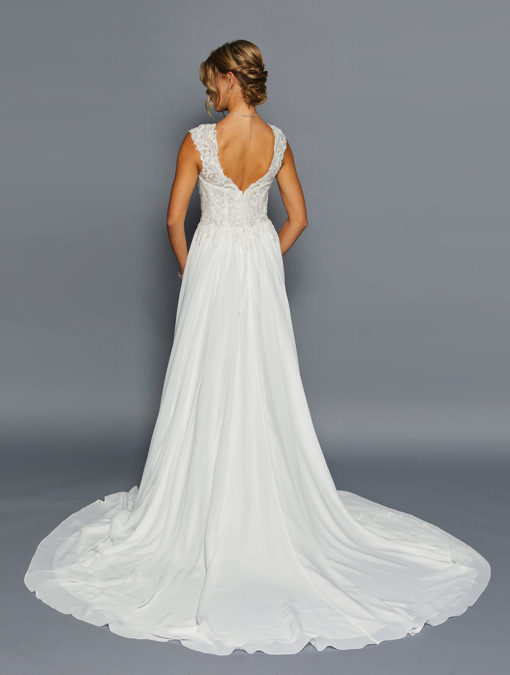 Cap-Sleeve Scoop Neck A-Line Dress by Bridal 45535