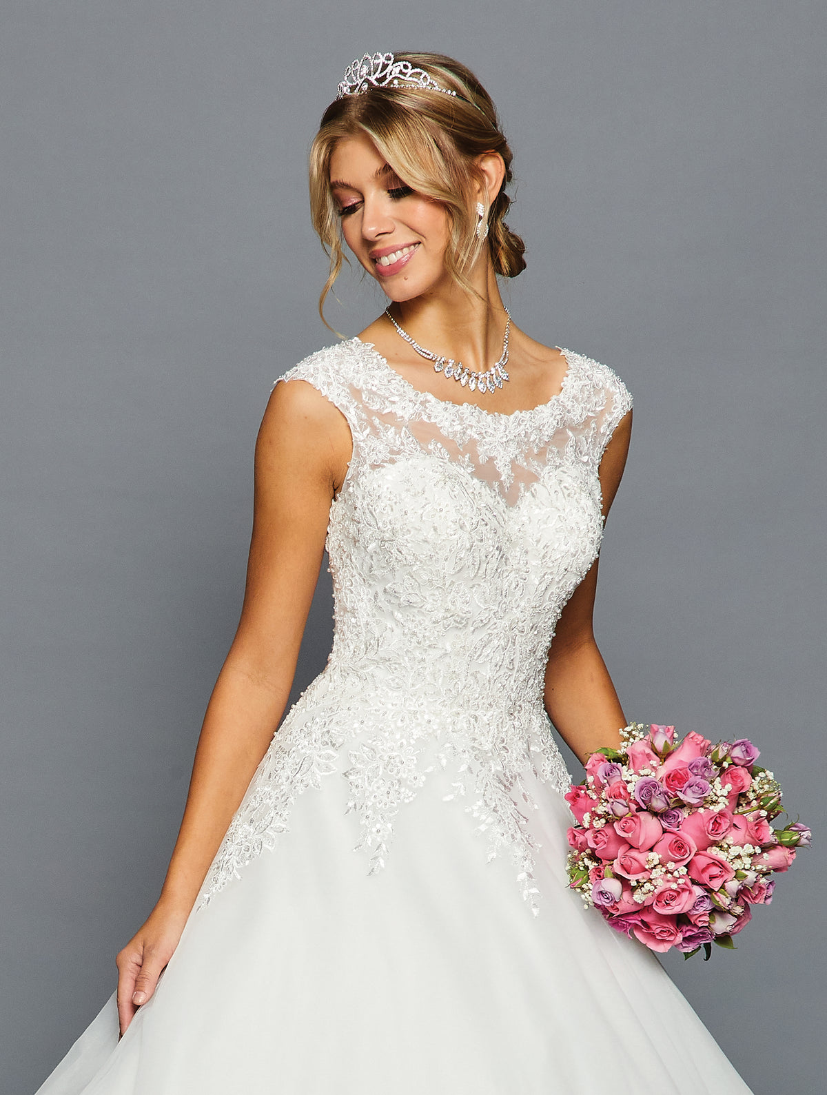 Cap-Sleeve Scoop Neck Ball Gown Gown by Bridal 45672