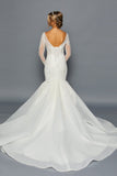 Long-Sleeve Boat Neck Mermaid Gown by Bridal 45983