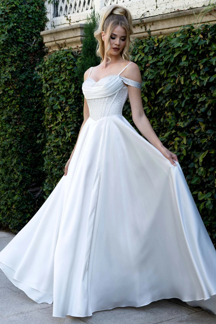 Vestido Formal de Satén Línea A by Lenovia USA 8502-C