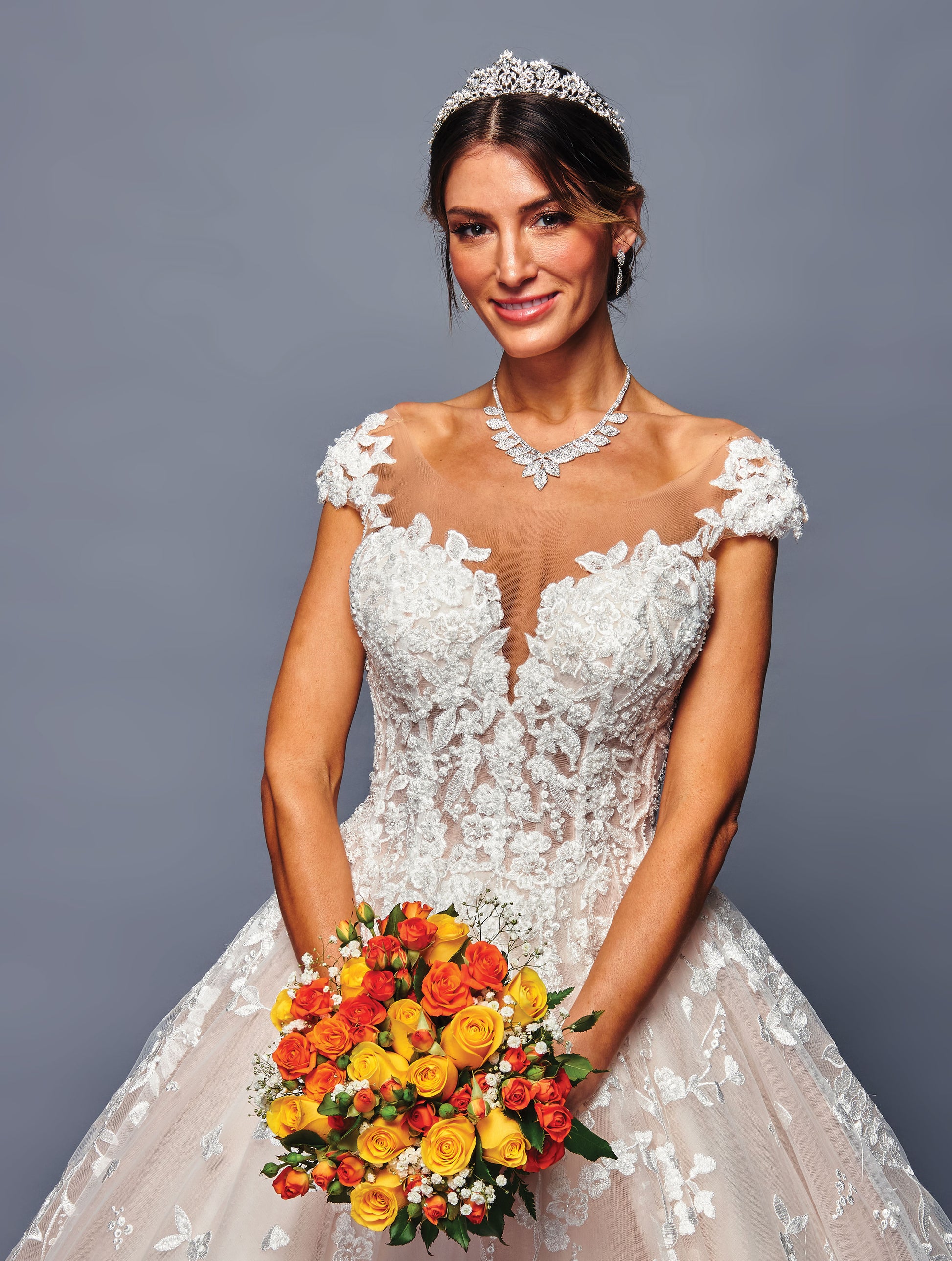 Cap sleeves ball gown  by Bridal 48545