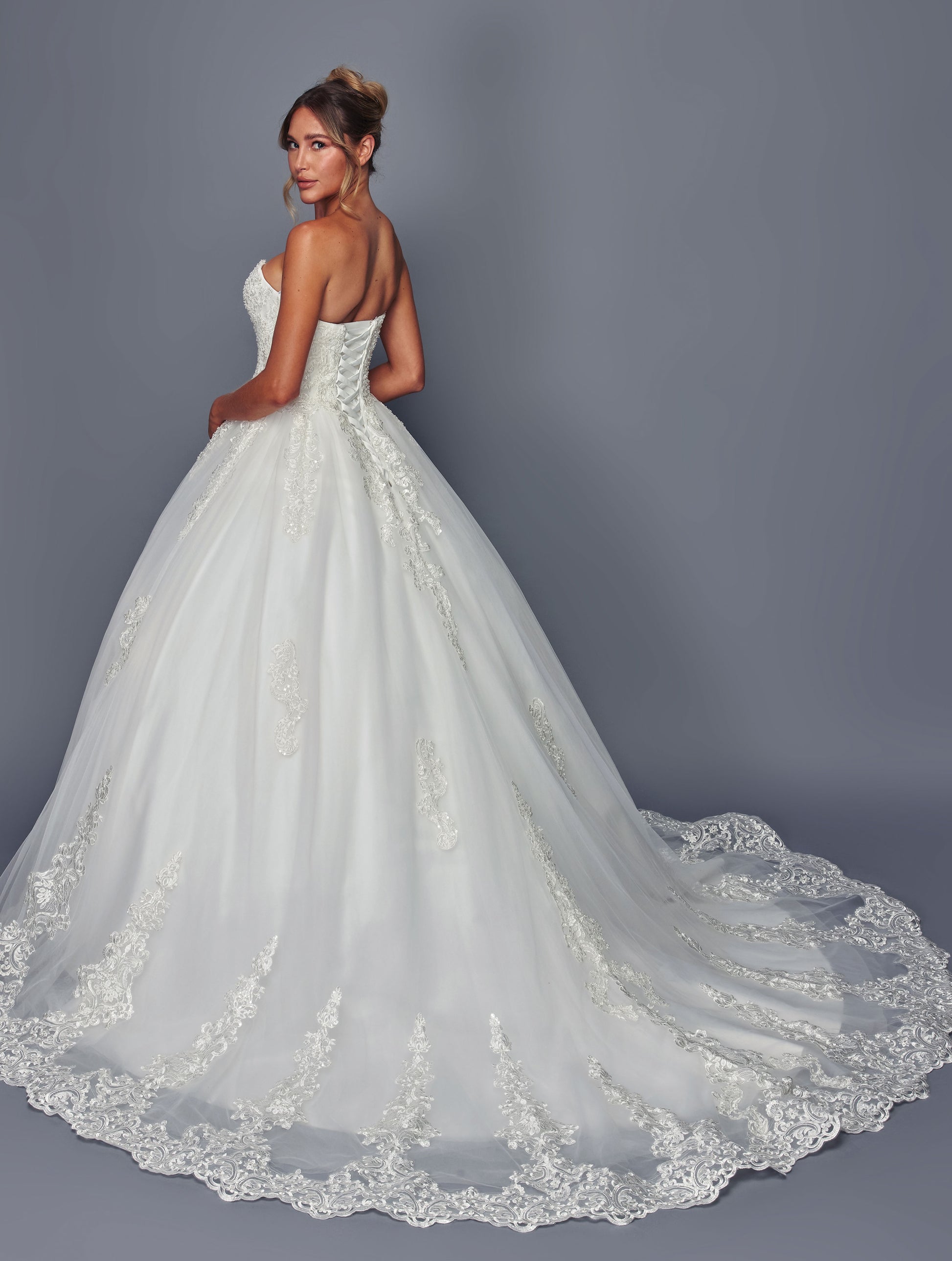 Strapless Beaded Lace A-Line Gown by Bridal  48726