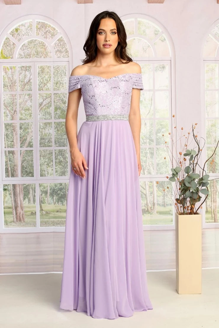 Lace Bodice Bridesmaid Dress by Cindy Collection 1666 | SNKDRESS