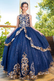 Mini Quince satin glittered tulle dress with golden lace | www.snkdress.com