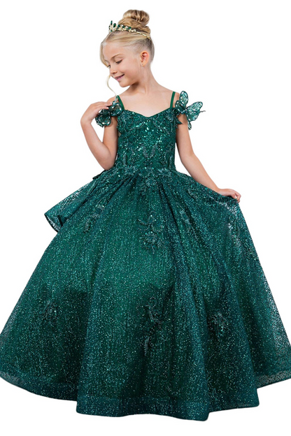 Off-the-shoulder ball gown with long sleeves for girls by-BLISS 8120x