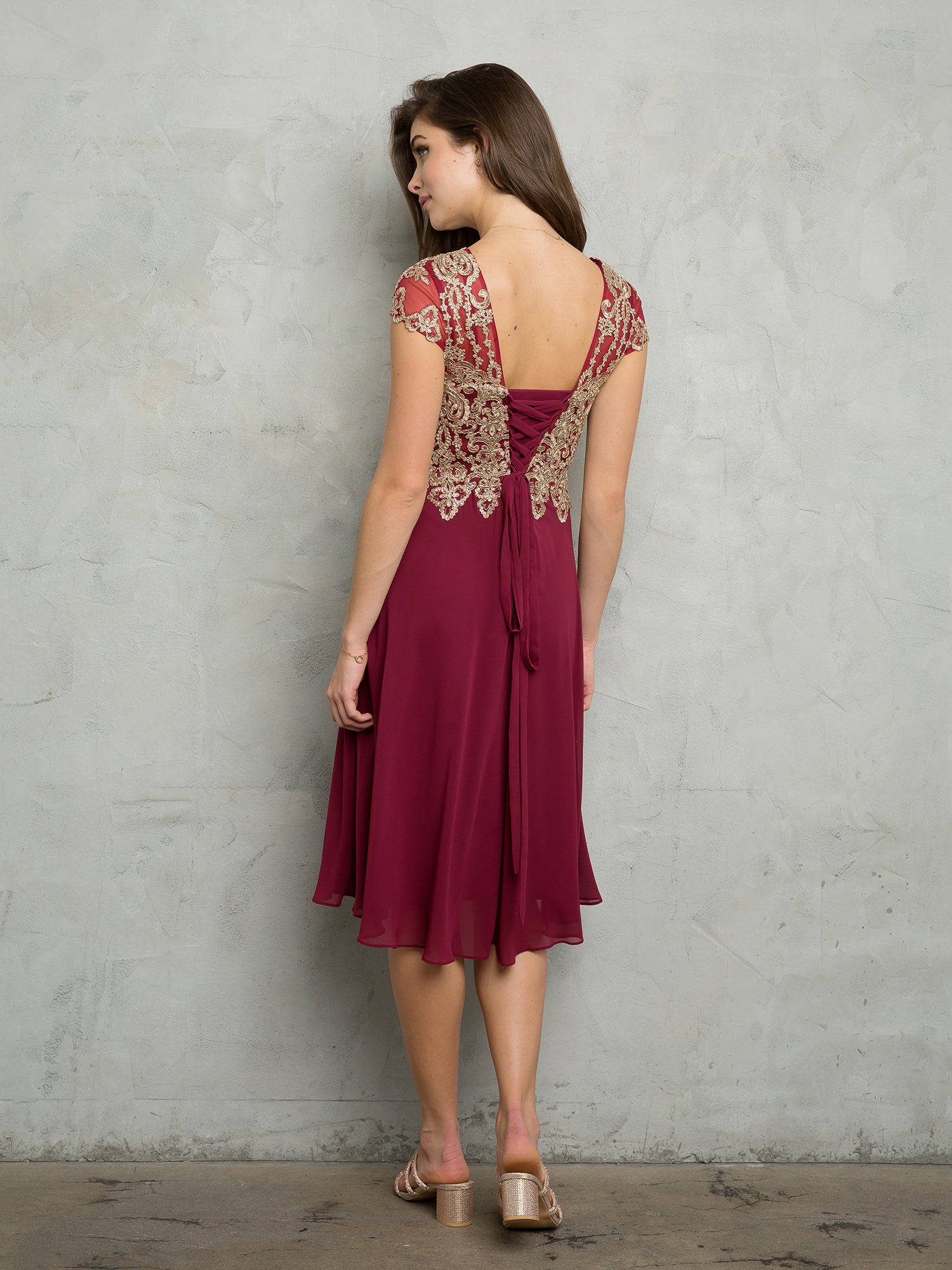 Knee Length Chiffon Gown with Embellishment by Hana Collection 521763