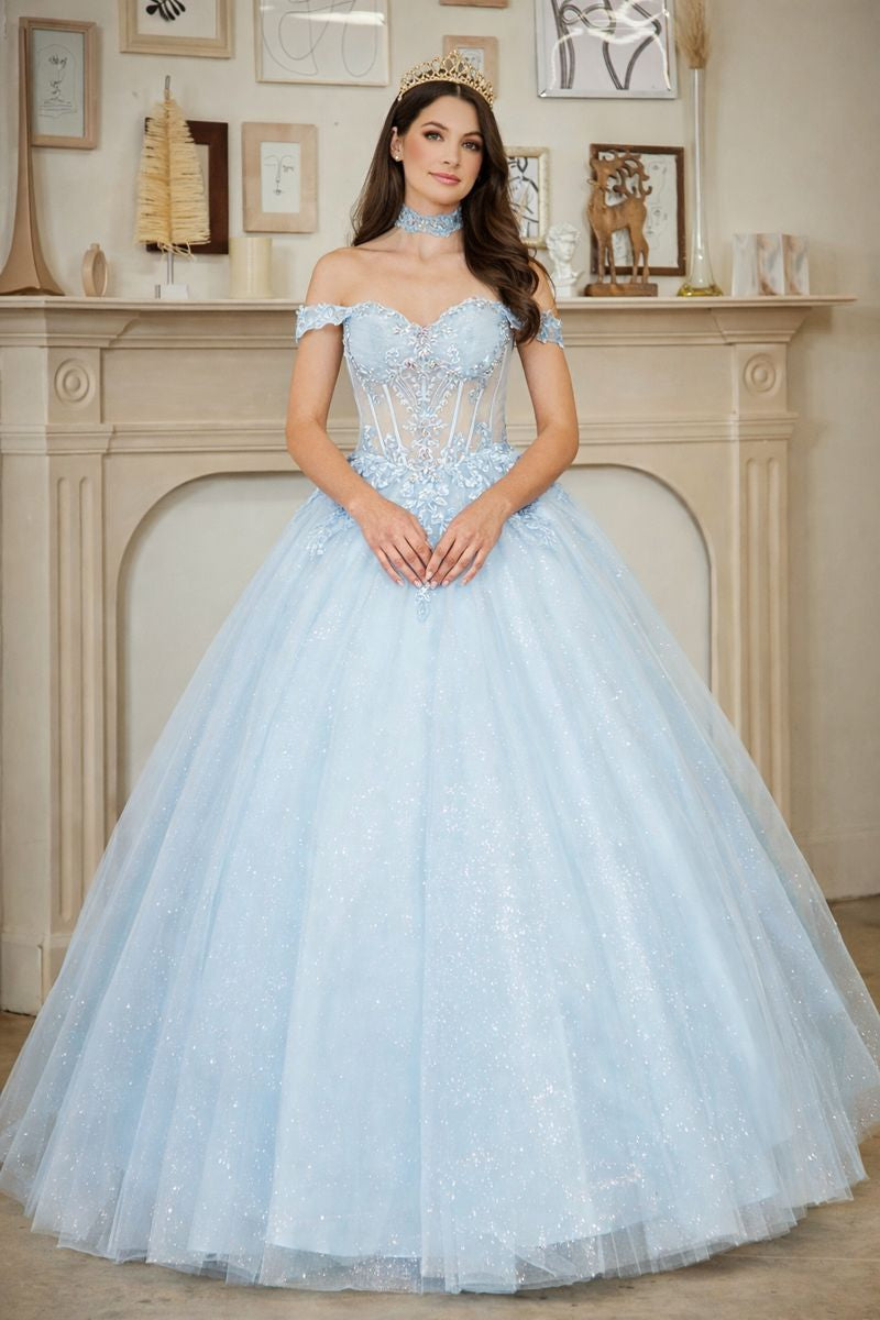 Glitter Off-Shoulder Ball Gown by Amelia Couture 8064115