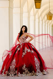 Strapless Quinceañera Dress with Cape by Bella Princess PQ1016