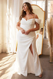 Off Shoulder Crepe Trumpet Gown with Slit  by Ladivine KV1057WC