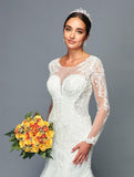 Long-Sleeve Illusion Mermaid Gown by Bridal 47033