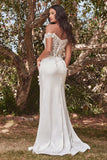 Corset Bodice Sweetheart Satin Gown in Off White by Ladivine CD0186W