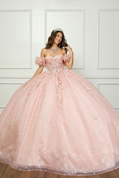 3D Floral Off-Shoulder Quince Gown by Bella Princess Couture PQ1064
