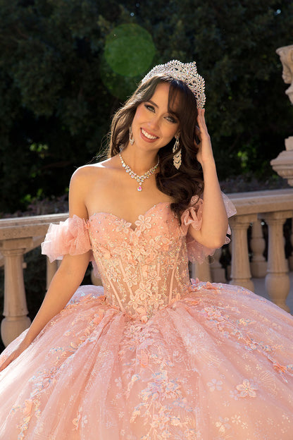 3D Floral Off-Shoulder Quince Gown by Bella Princess Couture PQ1064